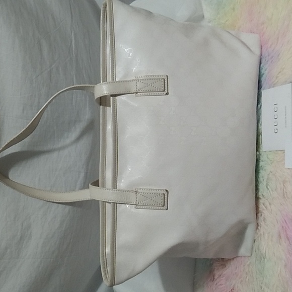 FLASH SALE! Auth Gucci GG Imprime White Supreme Large Tote W Cards - Picture 6 of 15